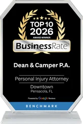 BusinessRate Top 10 Personal Injury Attorney 2026 Award Winner - Dean & Camper P.A. - Pensacola, FL